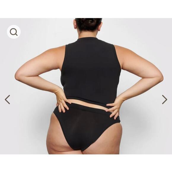 Skims Cotton Jersey Mock Neck Tank Black Size 3X - Picture 6 of 7